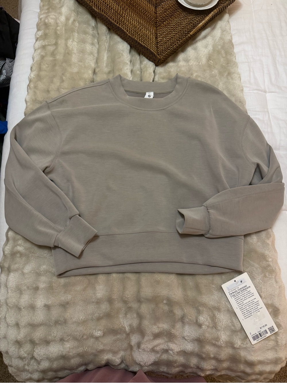 Women’s Lululemon Softstreme Crop Crewneck Sweatshirt - Taupe
